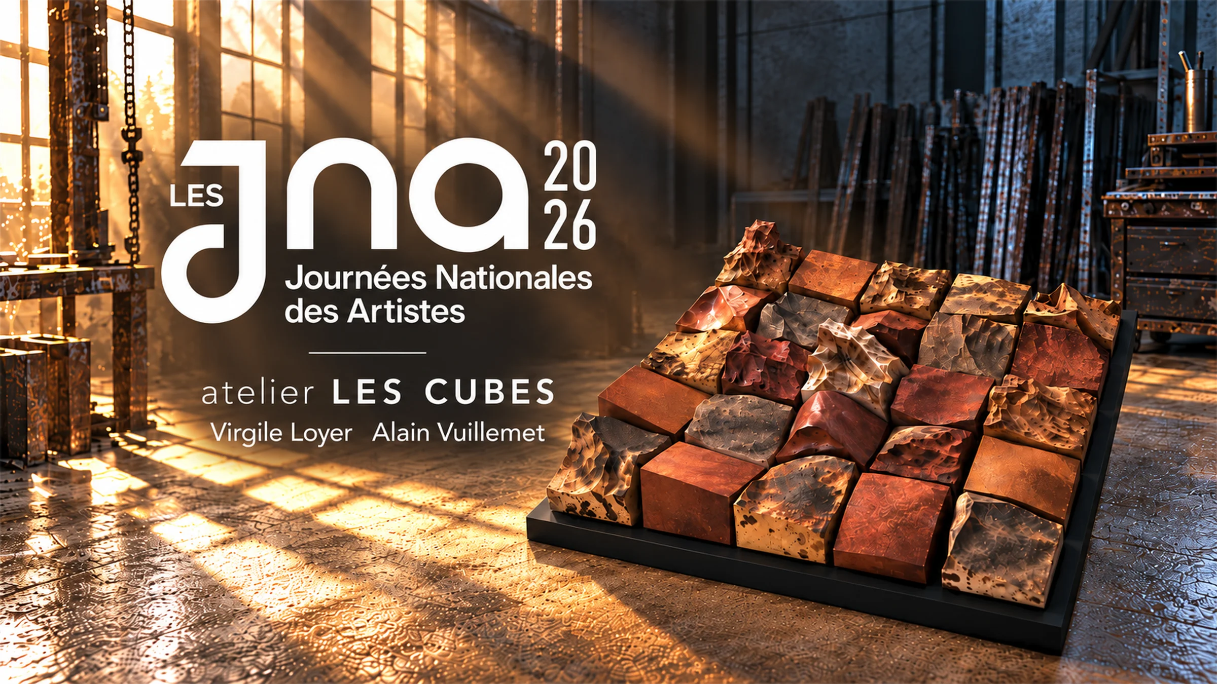 Journées Nationales des Artistes 2026 aux ateliers LES CUBES avec Virgile Loyer et Alain Vuillemet